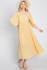Yellow Tiered Maternity Midi Dress