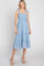 Blue Floral Sleeveless Smocked Tiered Midi Dress