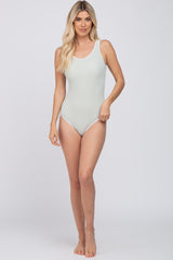 Mint Ribbed Scoop Back One Piece Swimsuit