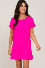Fuchsia Scalloped Shift Dress