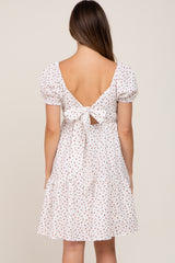 Ivory Floral Puff Sleeve Maternity Dress