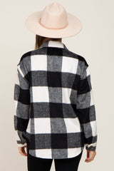 Black Plaid Knit Maternity Shirt Jacket