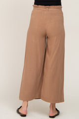 Mocha Paper Bag Wide Leg Maternity Pants