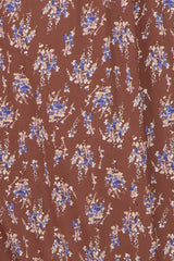Mocha Floral Tie Front Maxi Dress