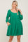 Green Tiered Long Sleeve Plus Dress