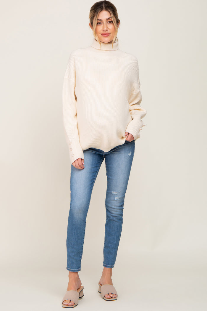 Blue Slightly Distressed Maternity Skinny Jeans