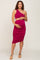 Magenta Ruched Cutout One Shoulder Maternity Dress