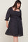 Black Floral Square Neck Plus Dress