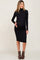 Black Ribbed Mock Neck Lettuce Trim Maternity Midi Dress
