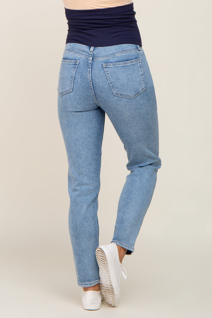 Light Blue Vintage Wash Maternity Skinny Jeans