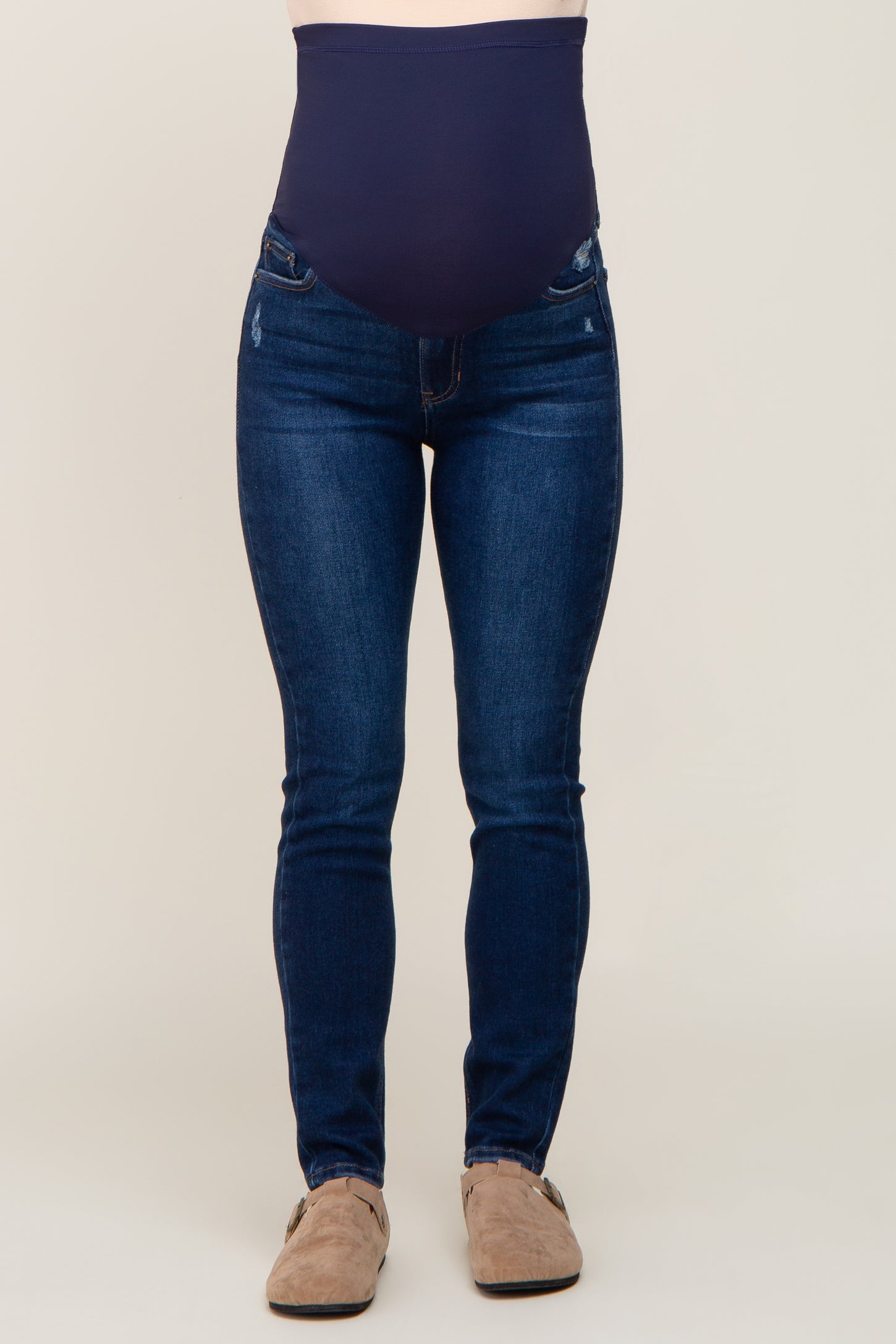 Navy Blue Basic Maternity Skinny Jeans