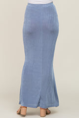 Blue Stretch Knit Maxi Skirt