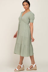 Mint Button Down Short Sleeve Dress