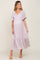 Grey Lavender Satin Smocked Maternity Midi Dress