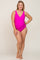 Fuchsia Ruched Plus Maternity One Piece Swimsuit