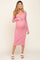 Pink Knit Ribbed Maternity Midi Dress
