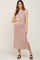 Taupe Sleeveless Side Slit Maternity Midi Dress