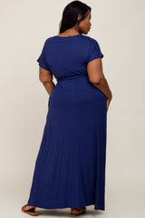 Navy Basic Plus Wrap Maxi Dress