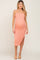 Peach Ribbed Knit Side Slit Maternity Midi Dress