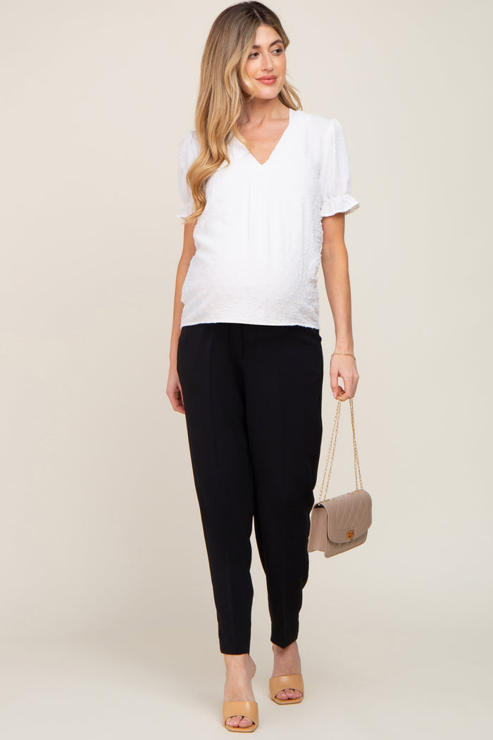 Black Cropped Maternity Dress Pants