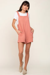 Peach Square Neck Elastic Strap Romper