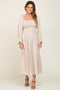 Beige Gauze Smocked Midi Dress