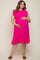 Fuchsia Smocked Layered Ruffle Flutter Sleeve Maternity Plus Midi Dress