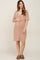 Taupe Button Accent Short Sleeve Maternity Dress