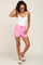Pink Faded Elastic Waist Cuffed Shorts