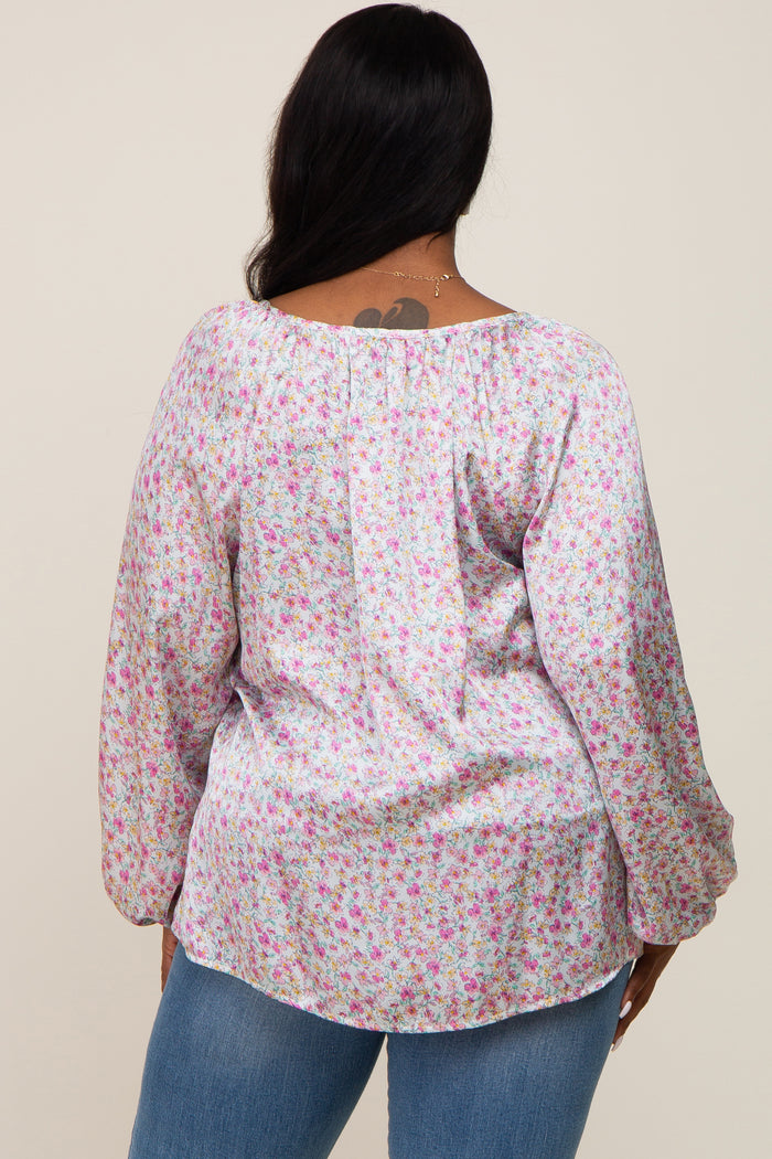 White Micro Floral Plus Blouse