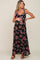 Black Floral Shoulder Tie Maternity Maxi Dress