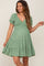 Green Floral Smocked V-Neck Short Sleeve Maternity Dress