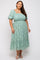 Mint Green Floral Textured Tiered Plus Midi Dress