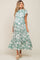 Light Olive Floral Tiered Ruffle Accent Maternity Maxi Dress