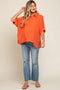 Orange Button Down Collared Maternity Top