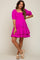 Magenta Puff Sleeve Ruffle Accent Maternity Dress