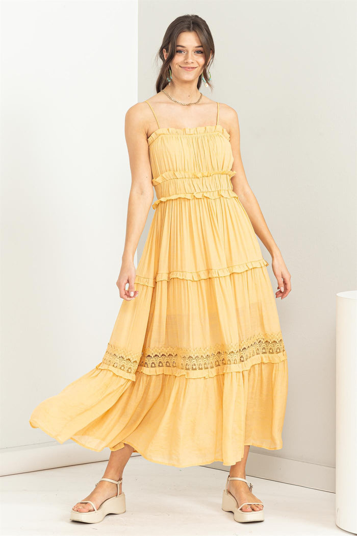 Yellow Ruffle Tiered Maxi Dress