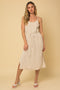 Beige Sleeveless Side Pocket Linen Midi Dress