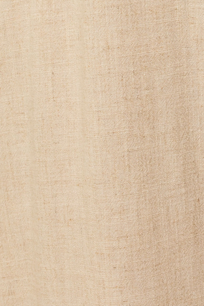 Beige Sleeveless Side Pocket Linen Midi Dress
