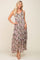 Pink Floral Chiffon Sleeveless Maxi Dress