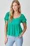Kelly Green Sweetheart Neck Top