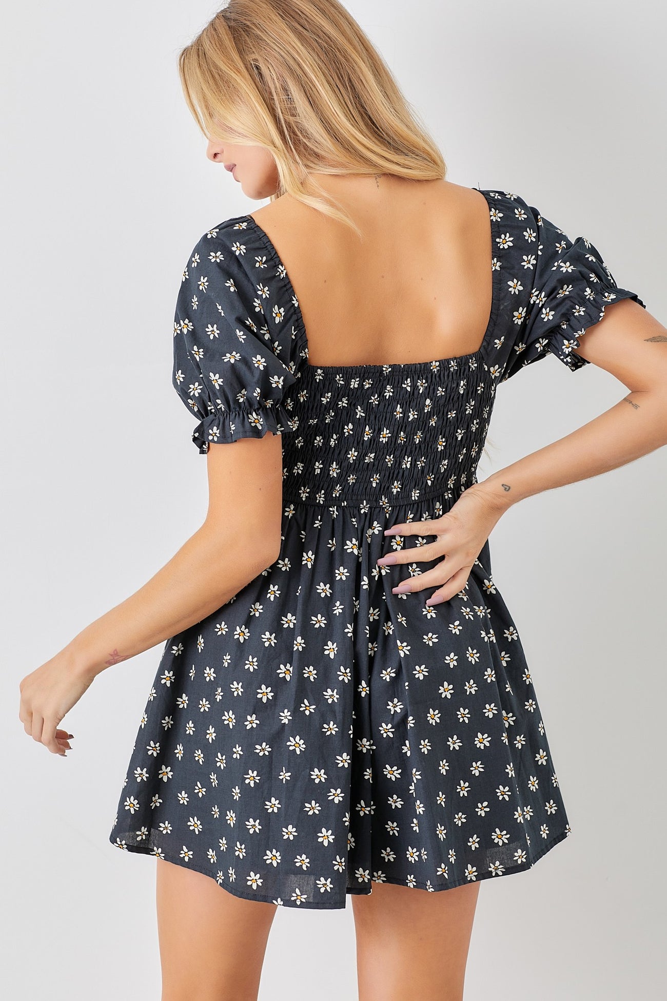 Black Rouched Baby Doll Romper