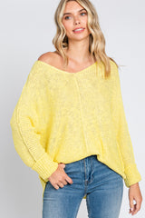 Yellow Chunky Knit Side Slit Sweater