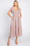 Light Pink Floral Flutter Midi Dress