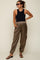 Olive Satin Cargo Maternity Jogger Pants