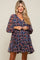 Navy Floral Chiffon Maternity Mini Dress