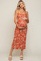 Rust Sleeveless Floral Knit Maternity Maxi Dress