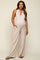 Beige Halter Front Pocket Knit Maternity Jumpsuit