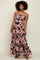 Black Floral Square Neck Tiered Maxi Dress