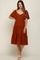 Rust Tiered Criss Cross Back Maternity Midi Dress